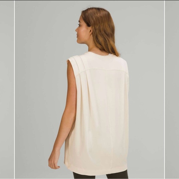 Lululemon Modal Pleated Shoulder Tank Top White Opal Muscle Tee Size 6 - Picture 2 of 6